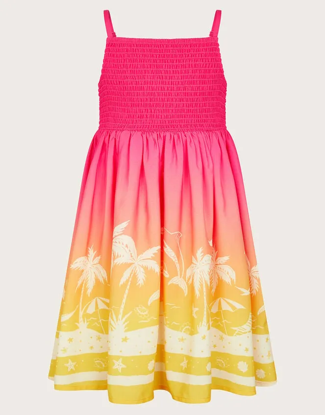 Children Sunset Palm Print Dress Multi Monsoon Dresses