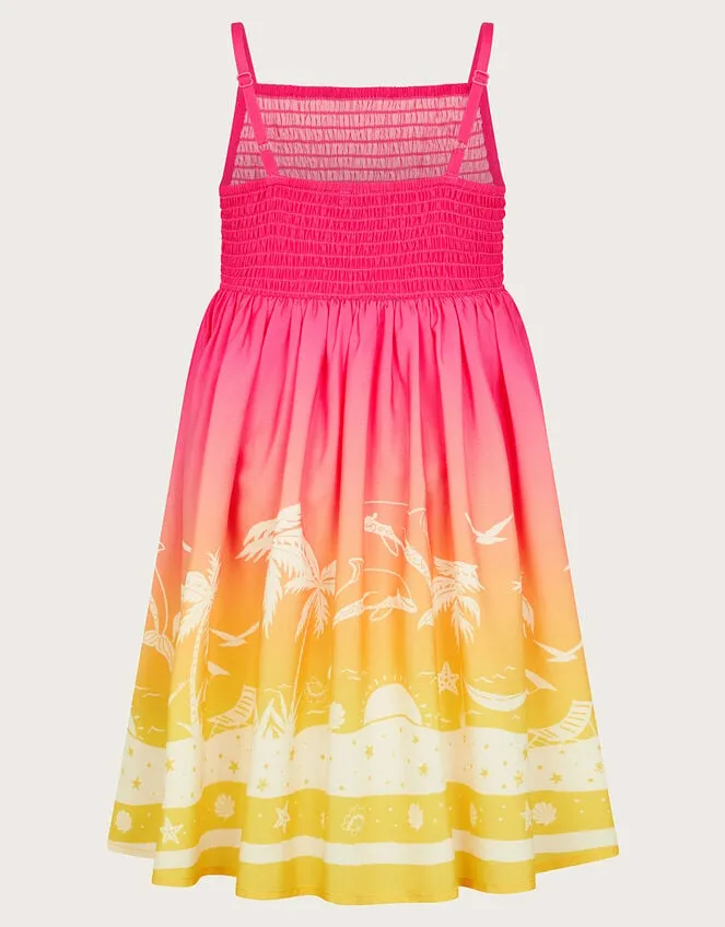 Children Sunset Palm Print Dress Multi Monsoon Dresses