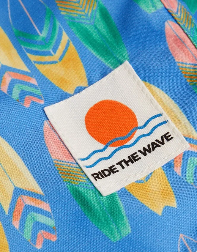 Children Surfboard Print Swim Shorts Blue Monsoon Casualwear Collection