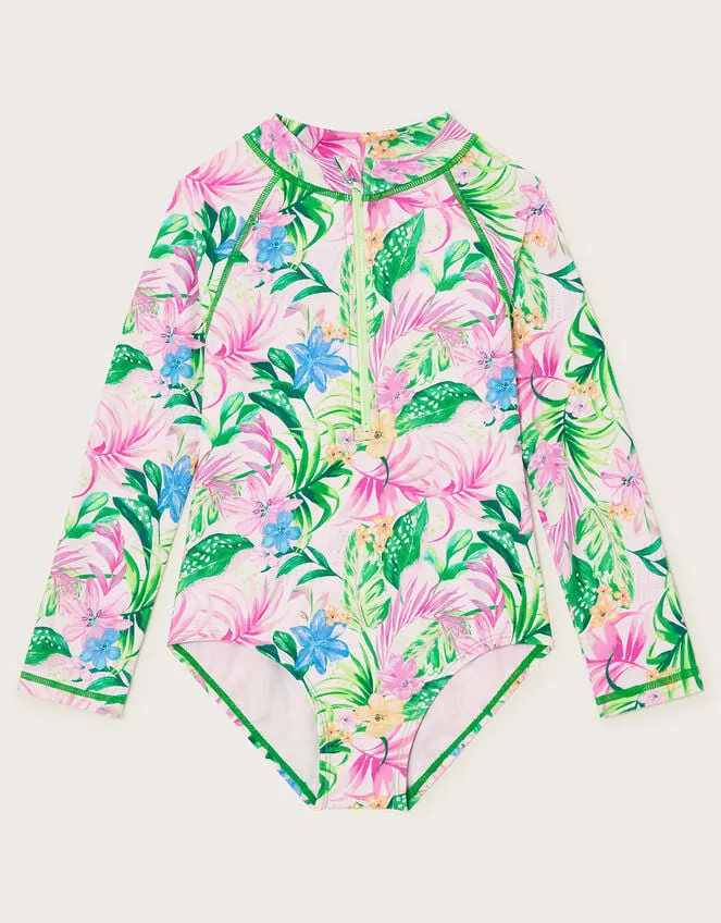 Children Tropical Palm Print Swimsuit Ivory Monsoon Beachwear and Swimwear