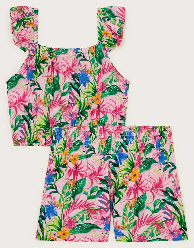 Children Tropical Palm TwoPiece Set Ivory Monsoon Dresses