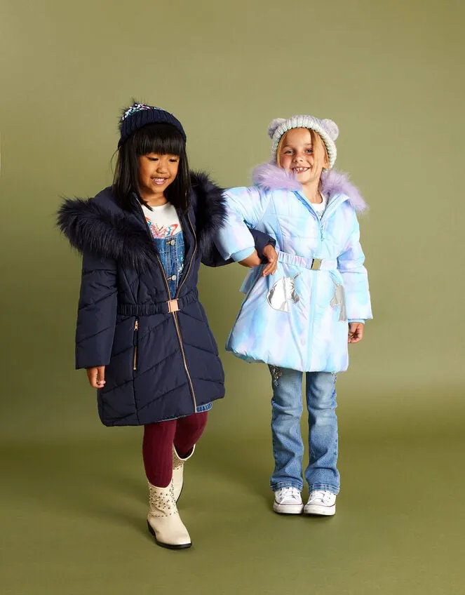 Children Watercolour Unicorn Padded Coat Ivory Monsoon Coats and Jackets