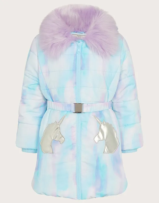 Children Watercolour Unicorn Padded Coat Ivory Monsoon Coats and Jackets