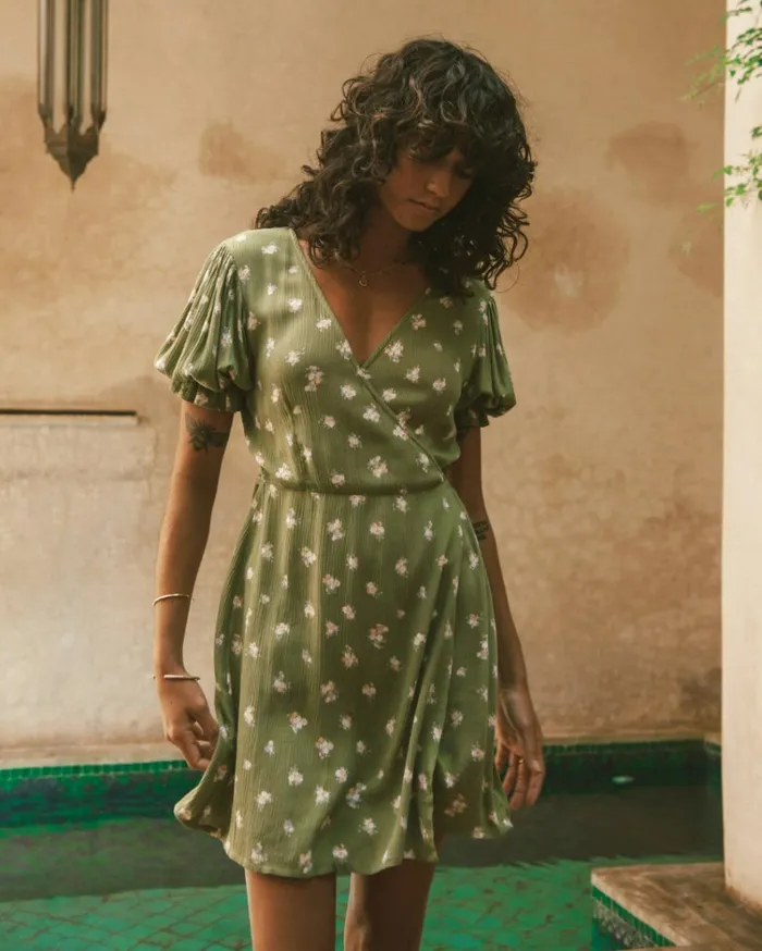 Chiquita Mini Wrap Dress Green Eyes Women Billabong Mini Dresses