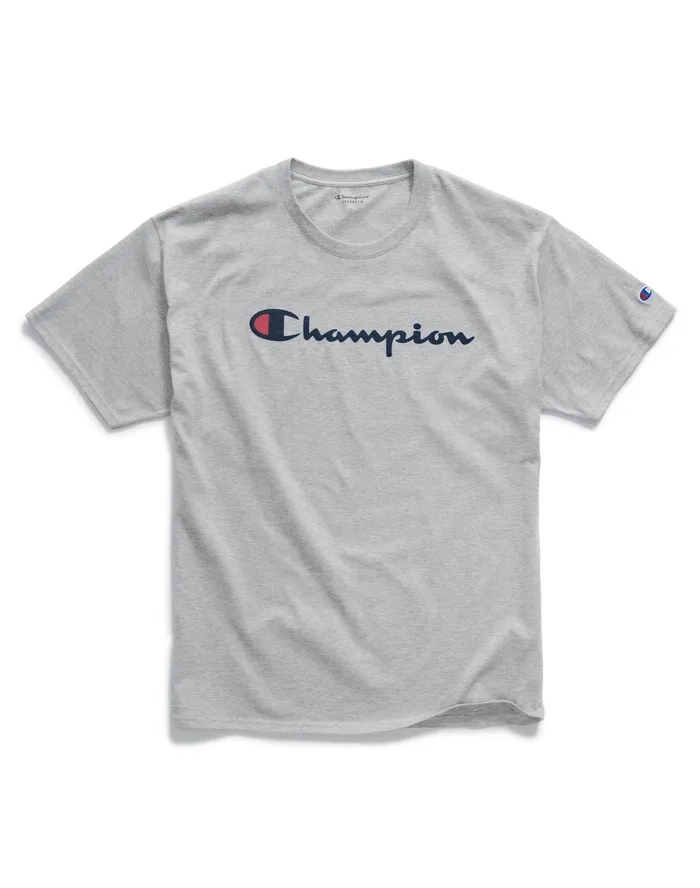 Classic Graphic TShirt Script Logo Oxford Grey Men Champion TShirts and Tops