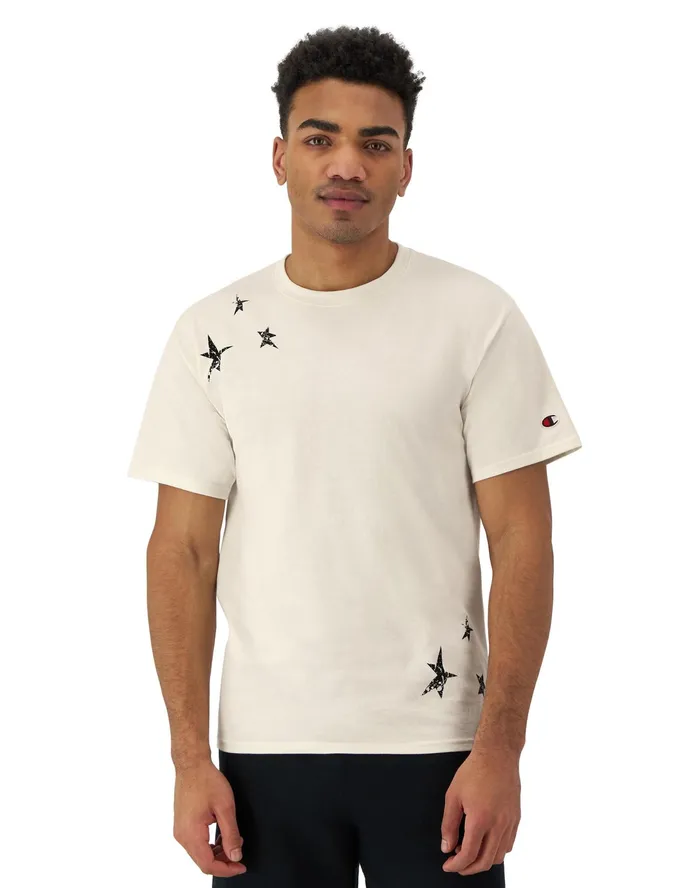 Classic Graphic TShirt Stars Natural Men Champion TShirts and Tops
