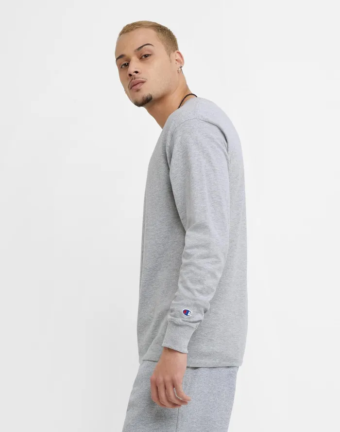 Classic Long Sleeve TShirt Embroidered C Logo Oxford Grey Men Champion TShirts and Tops