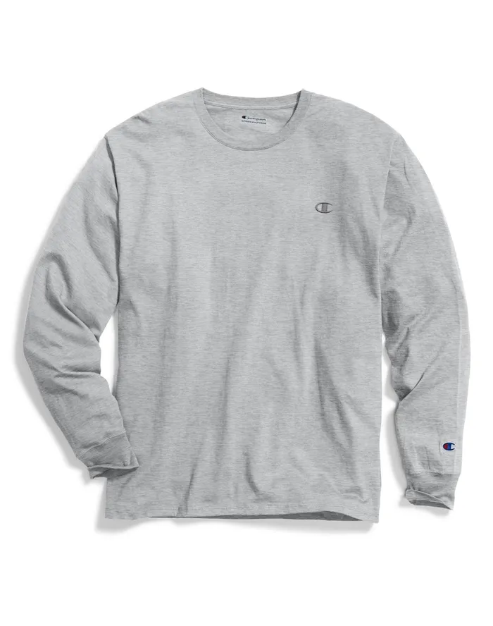 Classic Long Sleeve TShirt Embroidered C Logo Oxford Grey Men Champion TShirts and Tops