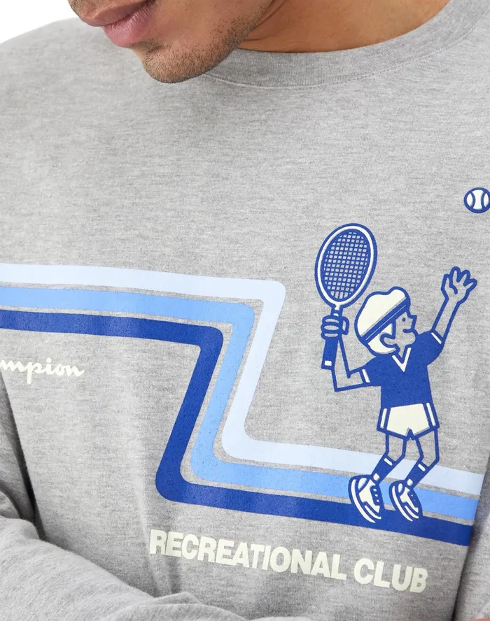 Classic NoCuff Graphic LongSleeve TShirt Rec Club Racquets Oxford Grey Men Champion TShirts and Tops