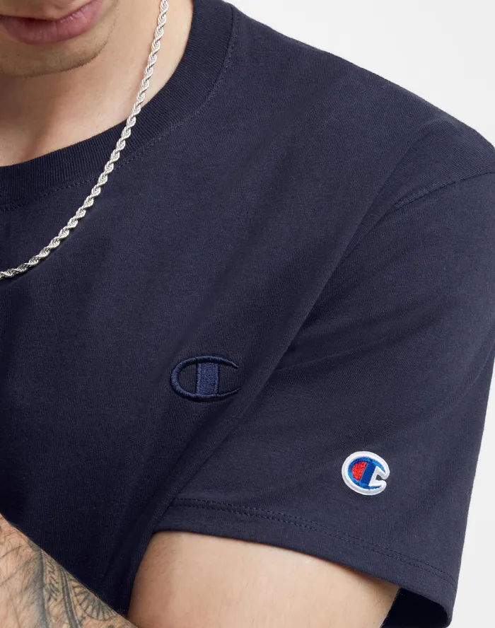 Classic Tee Embroidered C Logo Navy Men Champion TShirts and Tops