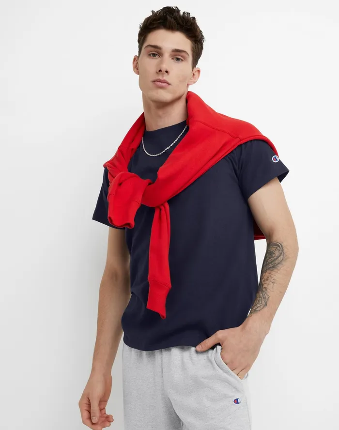 Classic Tee Embroidered C Logo Navy Men Champion TShirts and Tops