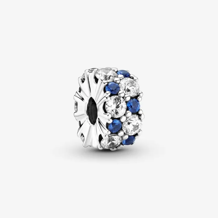 Clips Women Pandora Clear and Blue Sparkling Clip Charm
