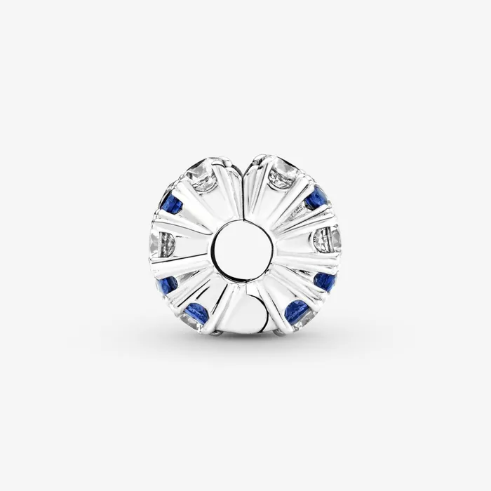 Clips Women Pandora Clear and Blue Sparkling Clip Charm