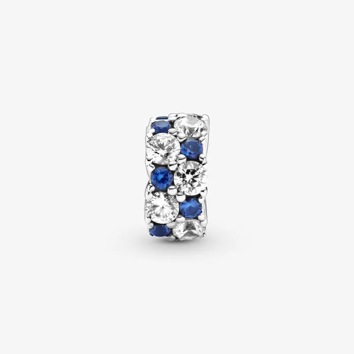 Clips Women Pandora Clear and Blue Sparkling Clip Charm