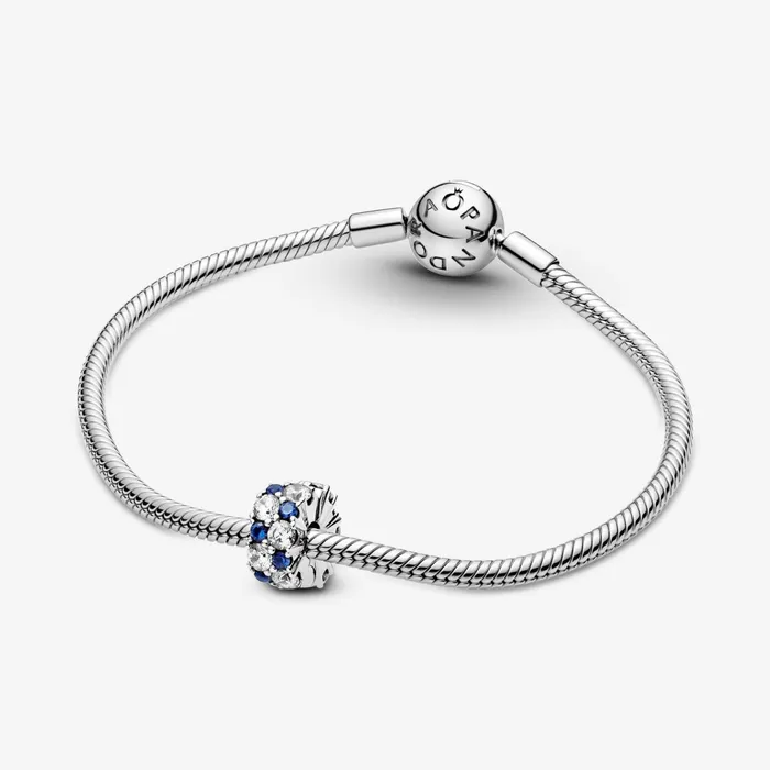 Clips Women Pandora Clear and Blue Sparkling Clip Charm