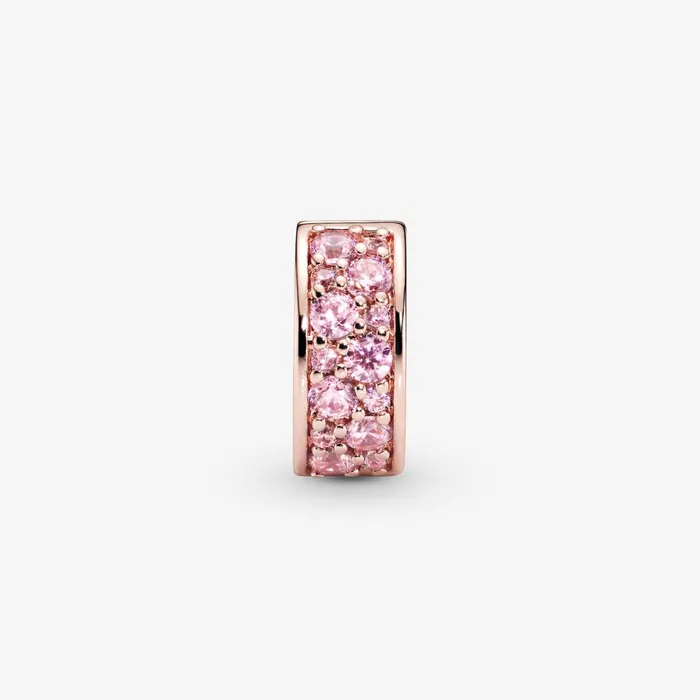 Clips Women Pandora Pink Pav Clip Charm Rose Gold Plated