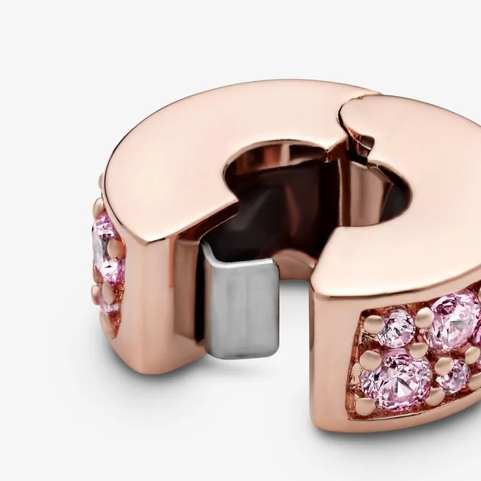 Clips Women Pandora Pink Pav Clip Charm Rose Gold Plated