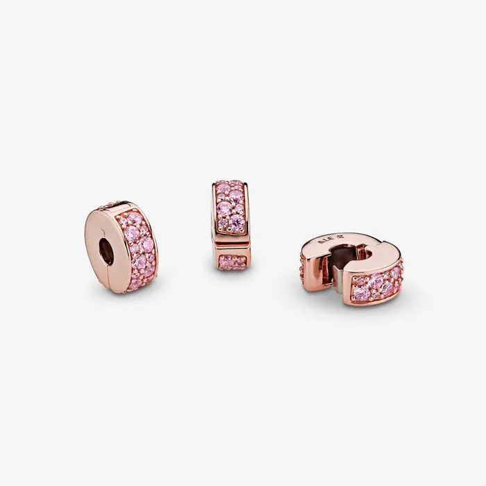 Clips Women Pandora Pink Pav Clip Charm Rose Gold Plated