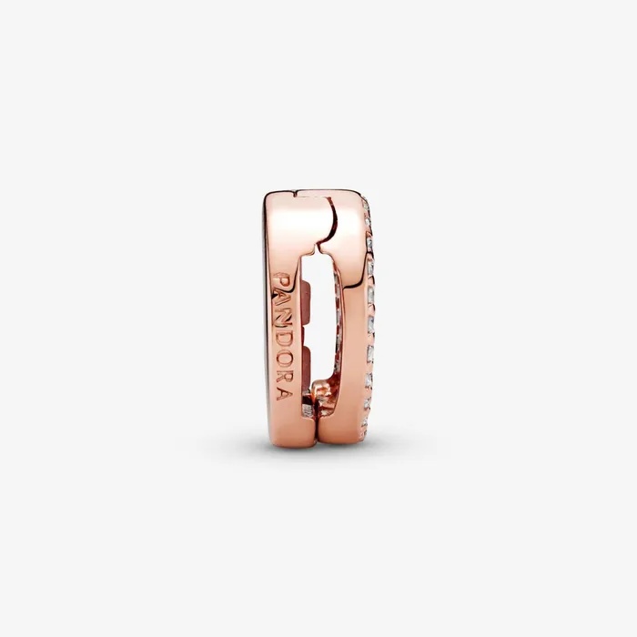 Clips Women Pandora Round Pav Charm Rose Gold Plated