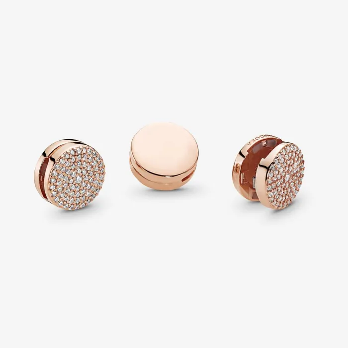 Clips Women Pandora Round Pav Charm Rose Gold Plated