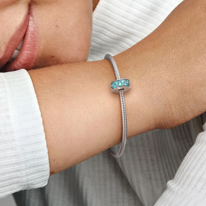 Clips Women Pandora Teal PavClip Charm Green