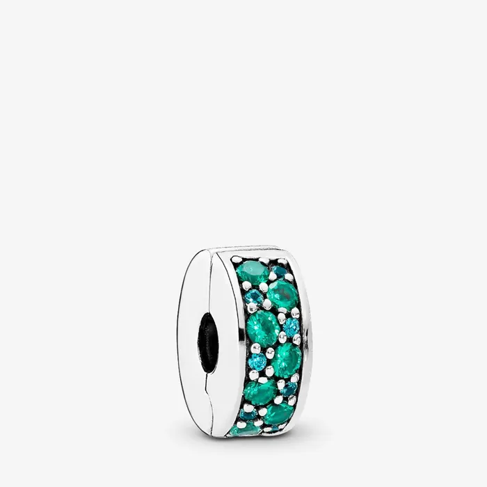 Clips Women Pandora Teal PavClip Charm Green