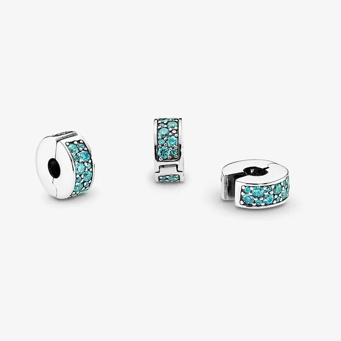 Clips Women Pandora Teal PavClip Charm Green