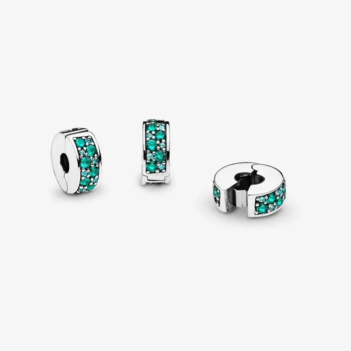 Clips Women Pandora Teal PavClip Charm Green