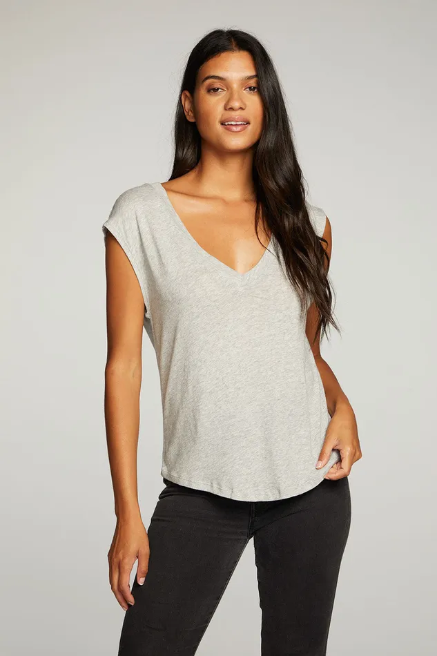 Cloud Jersey Cap Sleeve Muscle Tee Tops Chaser Brand Womens