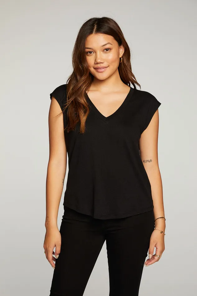 Cloud Jersey Cap Sleeve Muscle Tee Womens Tops Chaser Brand