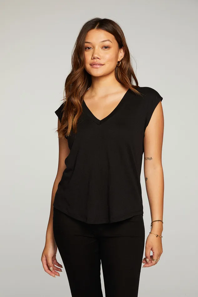 Cloud Jersey Cap Sleeve Muscle Tee Womens Tops Chaser Brand
