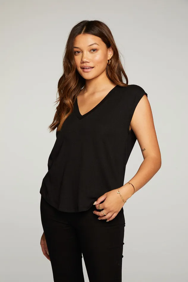 Cloud Jersey Cap Sleeve Muscle Tee Womens Tops Chaser Brand