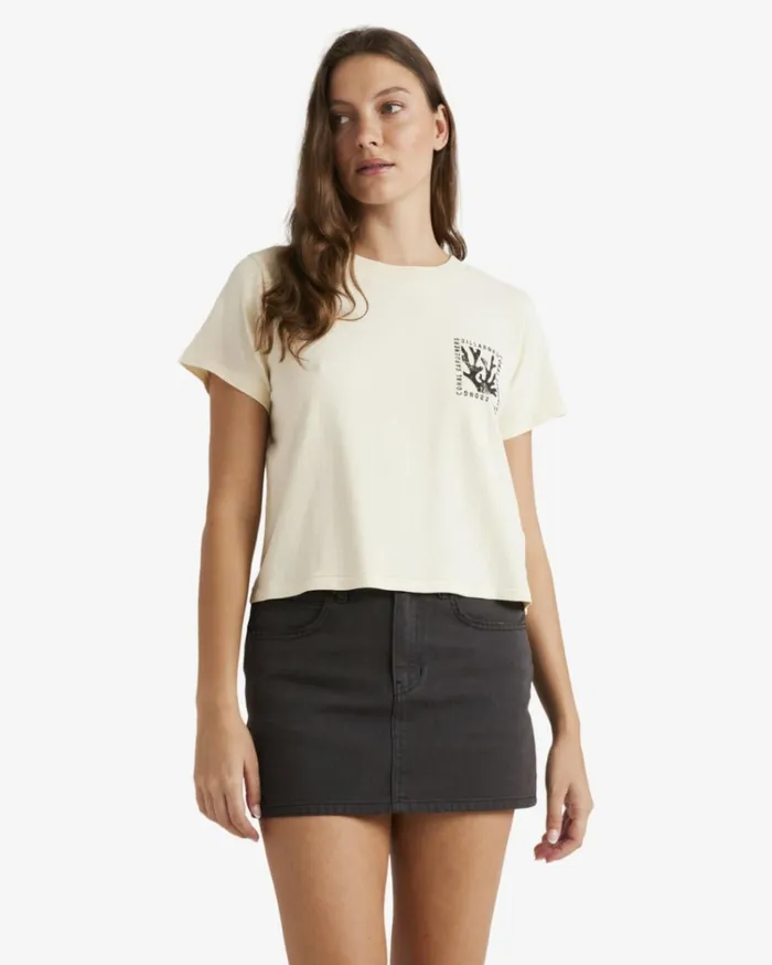 Coral Gardener Shrunken Tee Top White Cap Women Billabong Tops