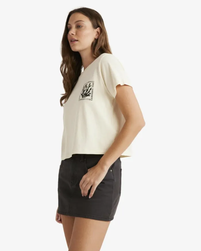 Coral Gardener Shrunken Tee Top White Cap Women Billabong Tops