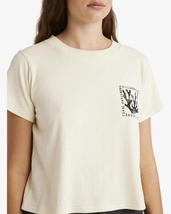 Coral Gardener Shrunken Tee Top White Cap Women Billabong Tops