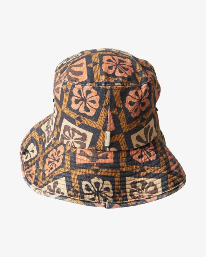 Corals Wide Brim Bucket Hat Black Multi Women Billabong Hats and Beanies