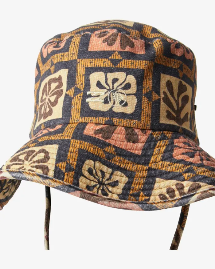 Corals Wide Brim Bucket Hat Black Multi Women Billabong Hats and Beanies