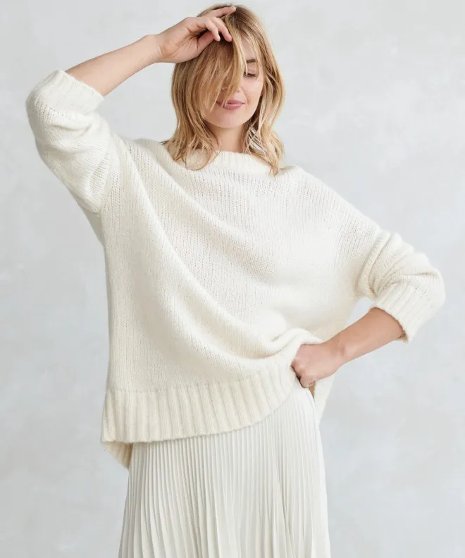 Crewnecks and Pullovers Women Jenni Kayne Alpaca Cocoon Crewneck Ivory Ivory