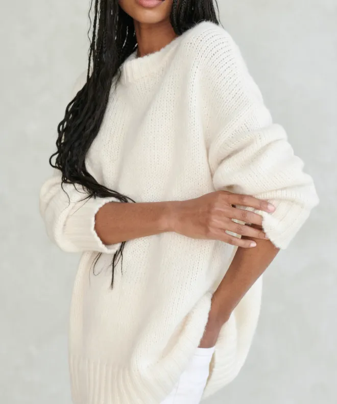 Crewnecks and Pullovers Women Jenni Kayne Alpaca Cocoon Crewneck Ivory Ivory