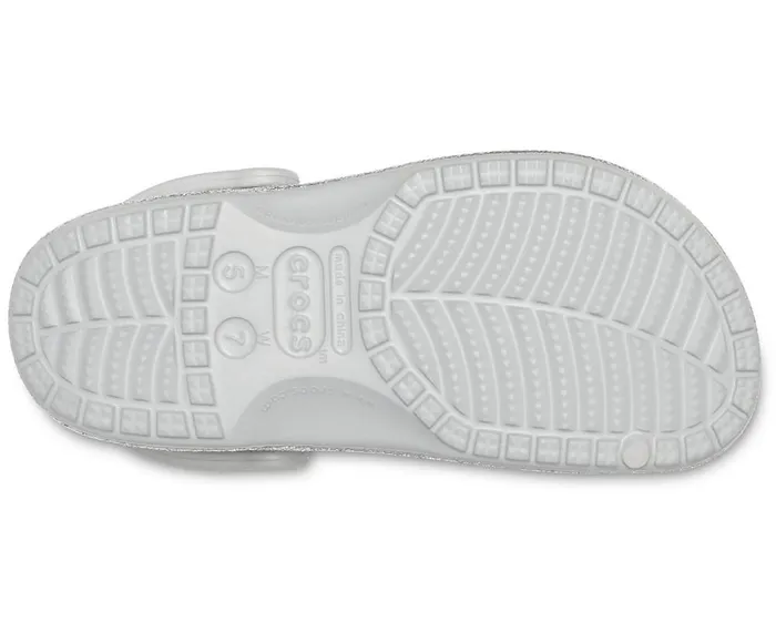 Crocs Baya Glitter Clog Silver Womens Clogs