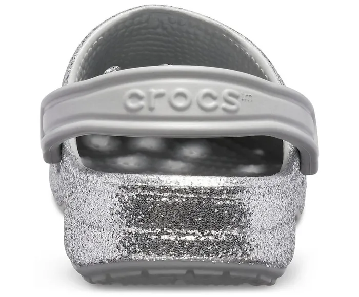 Crocs Baya Glitter Clog Silver Womens Clogs