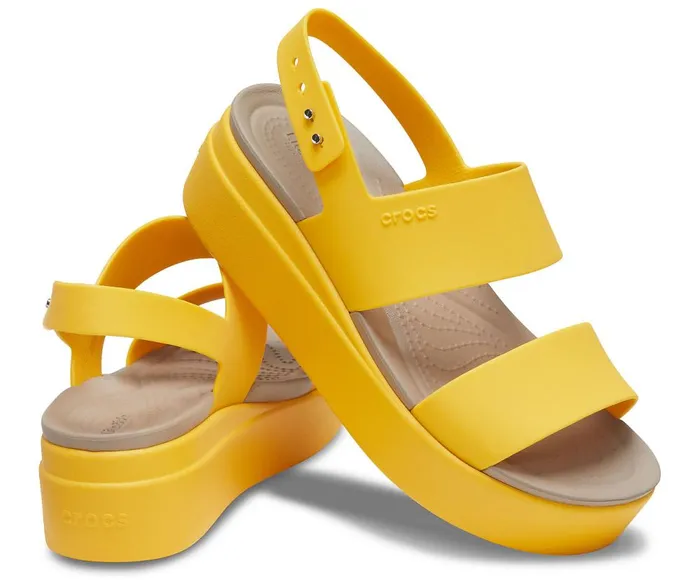 Crocs Crocs Brooklyn Low Wedge Canary Canary Womens Sandals