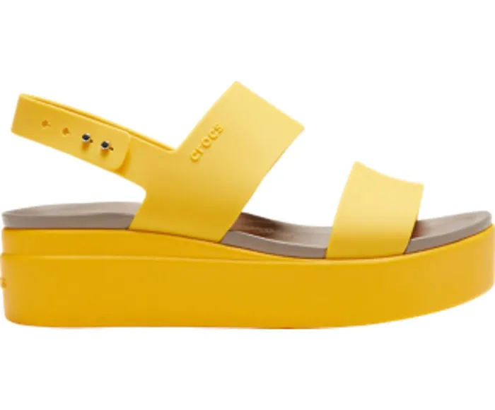 Crocs Crocs Brooklyn Low Wedge Canary Canary Womens Sandals