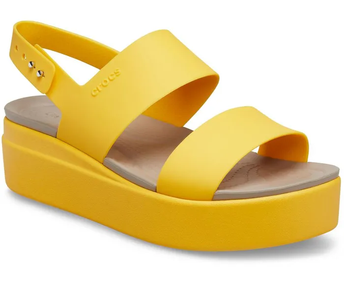Crocs Crocs Brooklyn Low Wedge Canary Canary Womens Sandals