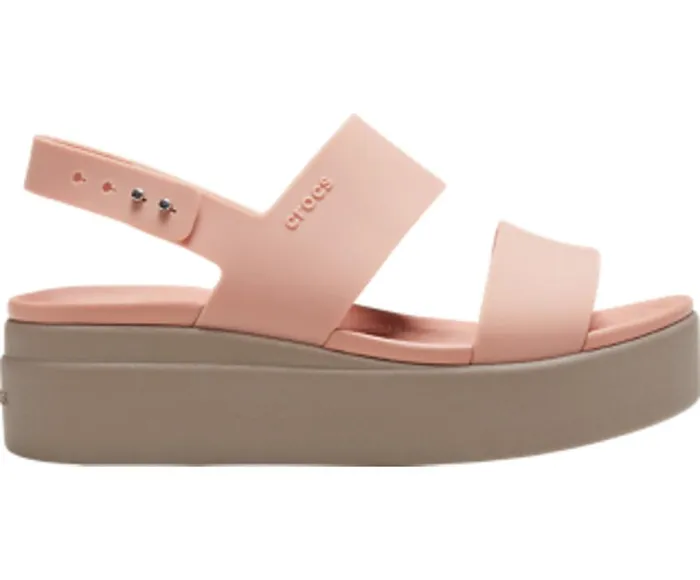 Crocs Crocs Brooklyn Low Wedge Pale Blush Mushroom Womens Sandals