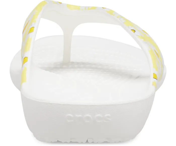 Crocs Kadee II Printed Flip White Yellow Daisy Womens Sandals