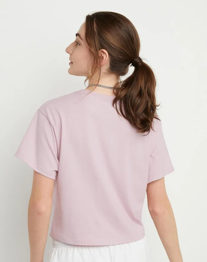 Cropped TShirt Script Logo Hush Pink Women Champion TShirts and Tops