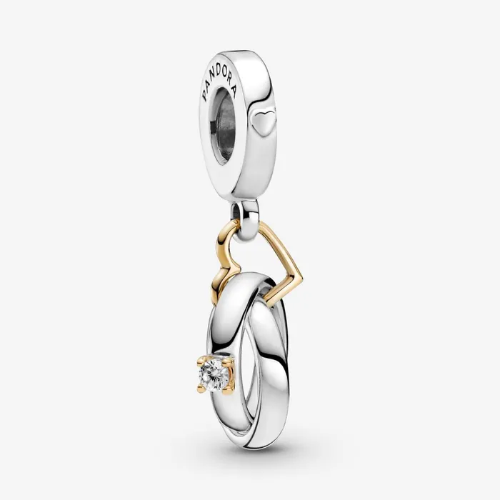 Dangle Charms Women Pandora 14k Gold Twotone Wedding Rings Dangle Charm