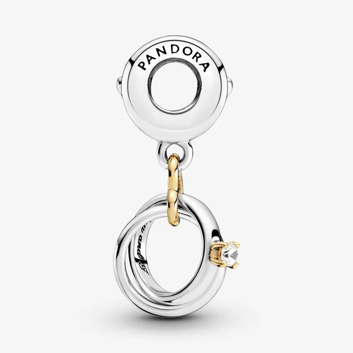 Dangle Charms Women Pandora 14k Gold Twotone Wedding Rings Dangle Charm