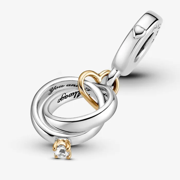 Dangle Charms Women Pandora 14k Gold Twotone Wedding Rings Dangle Charm